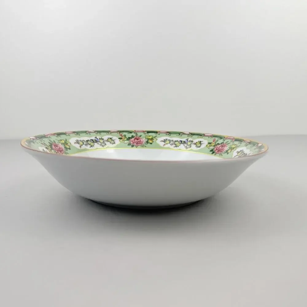 Williams Sonoma Famille Rose Pasta Bowl Green Floral Birds Butterflies Porcelain